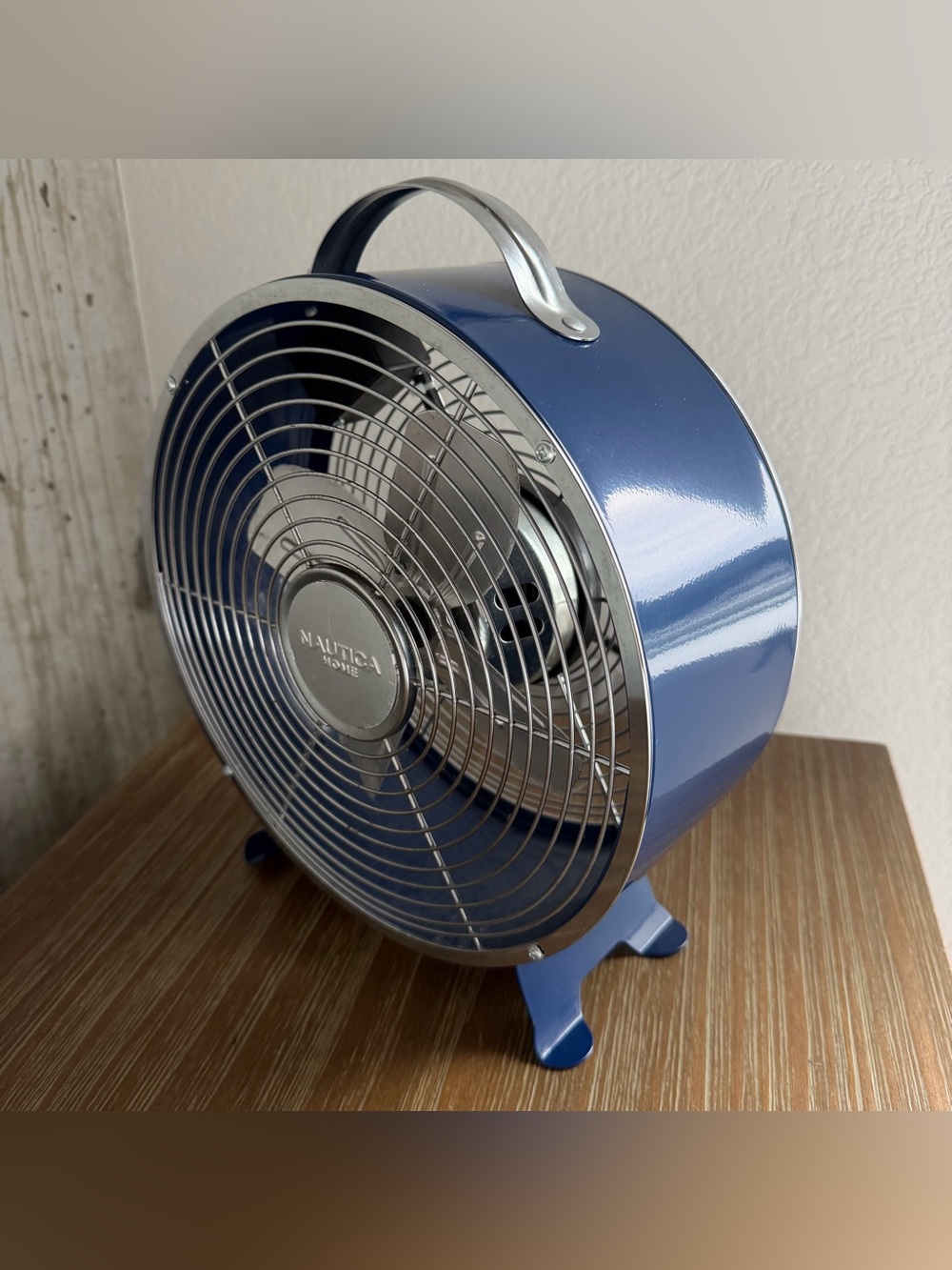Nautica Home Retro Style Table Desk Fan, Navy Blue